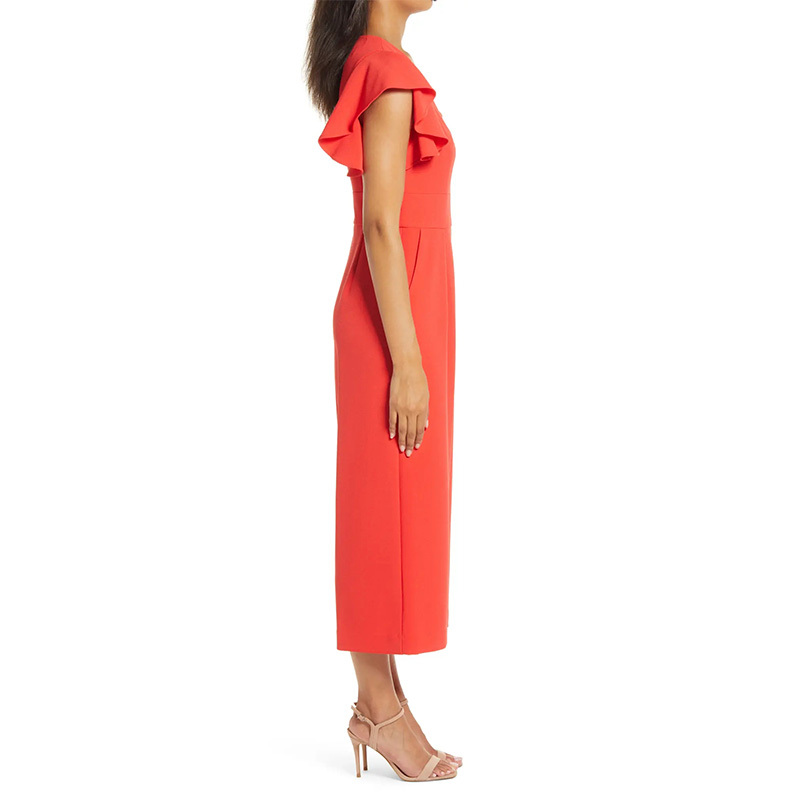 Ladies summer ruffle Sleeves crepe Jumpsuit