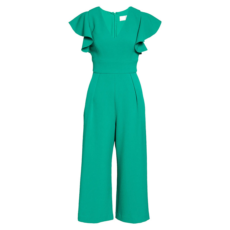 Ladies summer ruffle Sleeves crepe Jumpsuit