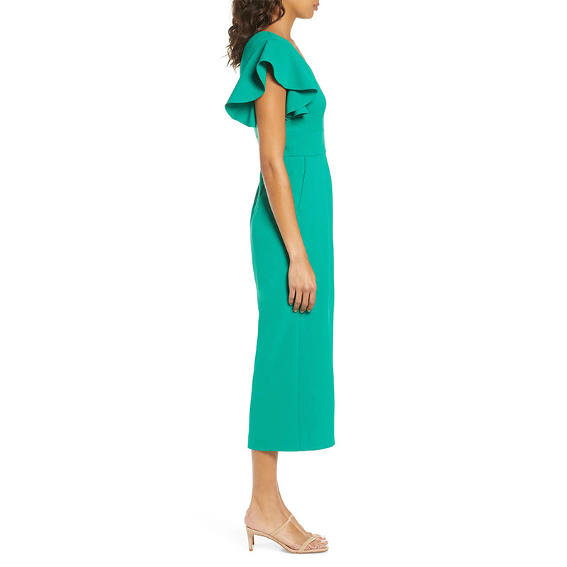 Ladies summer ruffle Sleeves crepe Jumpsuit