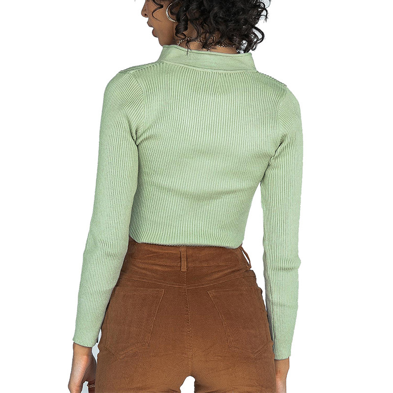 Ladies long sleeve half zip up ribbed crop top
