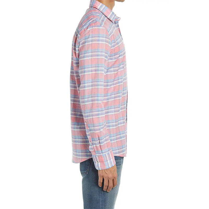 Mens casual long sleeves plaid button down shirt