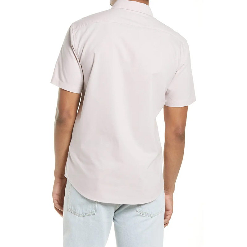 Men's casual solid short sleeve button-down shirt