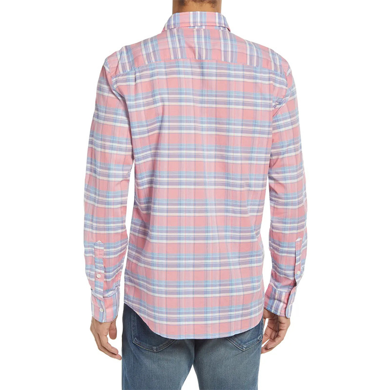 Mens casual long sleeves plaid button down shirt