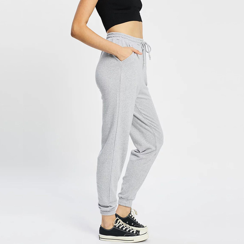 High waist basic cotton black Jogger pants for women