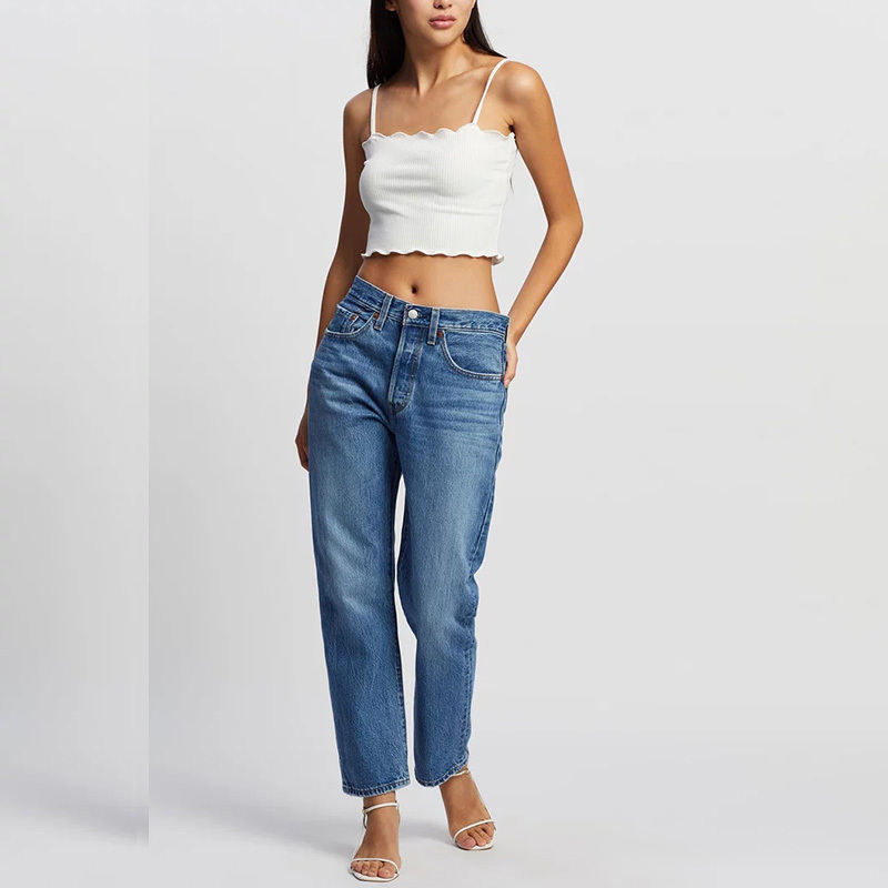 Straight leg cropped jeans women