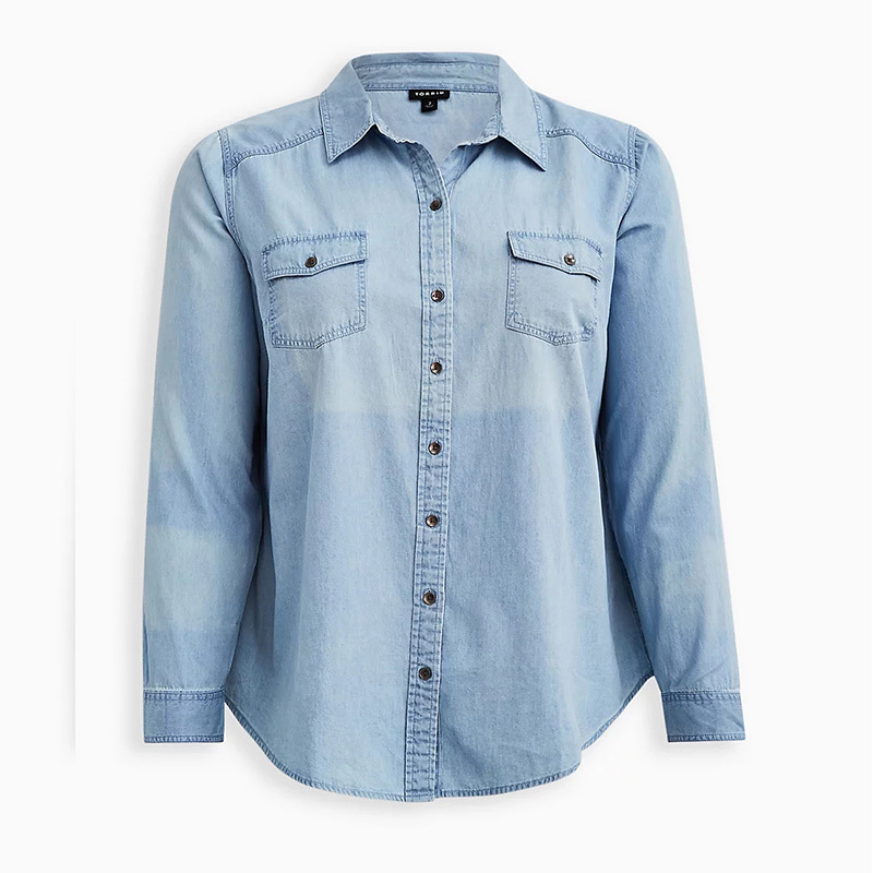 Women's plus size denim button down shirts