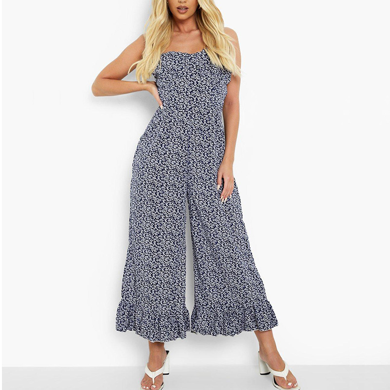 Floral print wide leg Jumpsuit womens