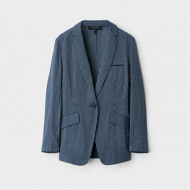 New women's striped linen blend blazer