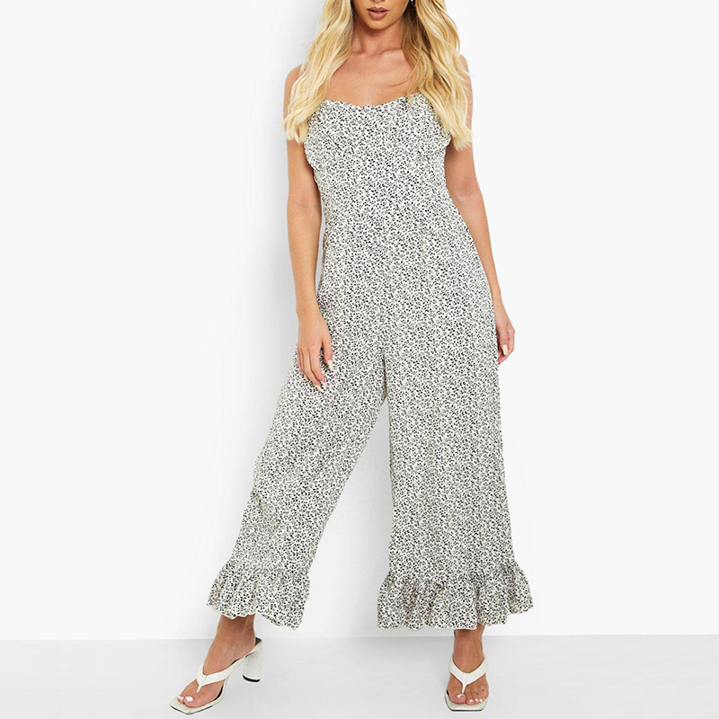 Floral print wide leg Jumpsuit womens