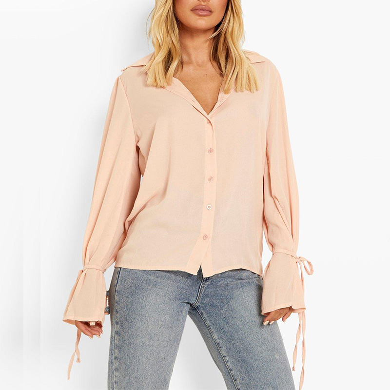 A new day tie long sleeve button down shirt womens