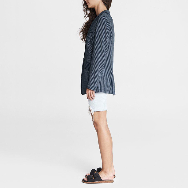 New women's striped linen blend blazer