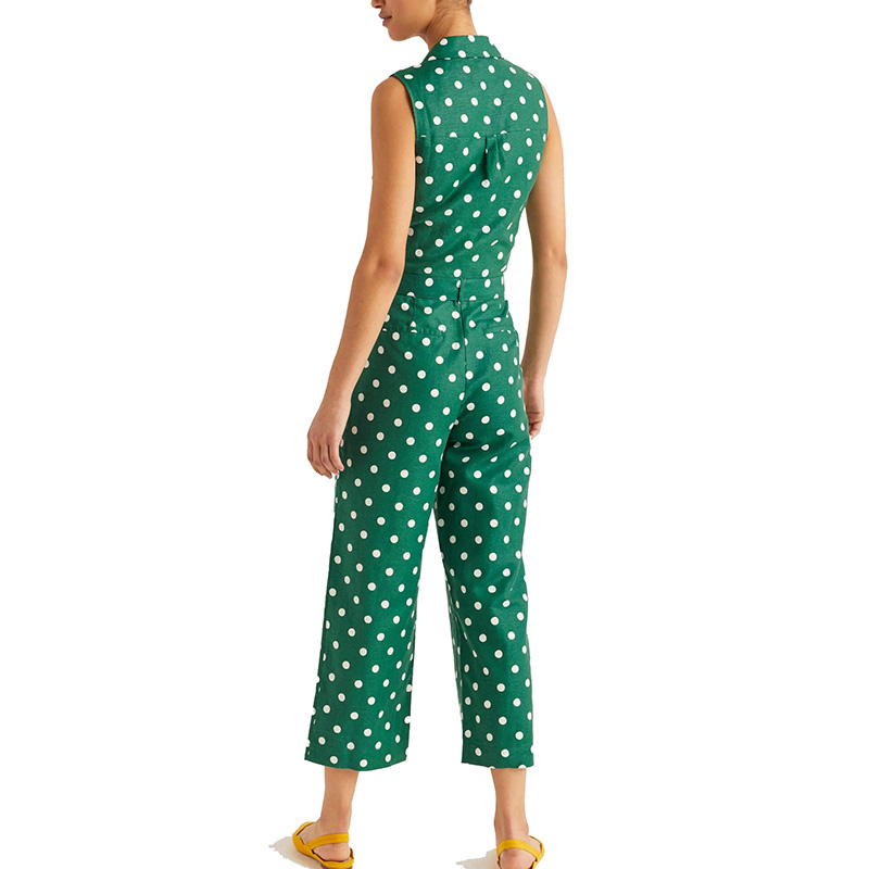 Casual sleeveless polka dot jumpsuit for women