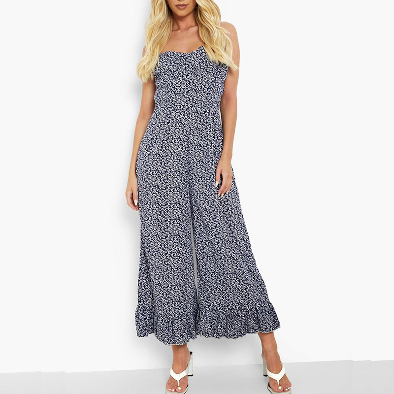 Floral print wide leg Jumpsuit womens
