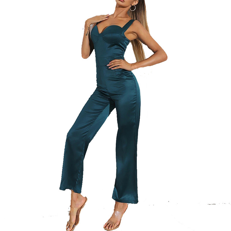 Womens strappy sleeveless plain bodycon jumpsuit