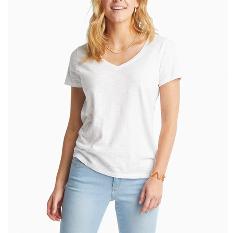 Womens basic v neck cotton tee