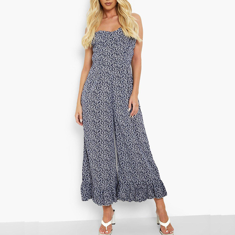 Floral print wide leg Jumpsuit womens