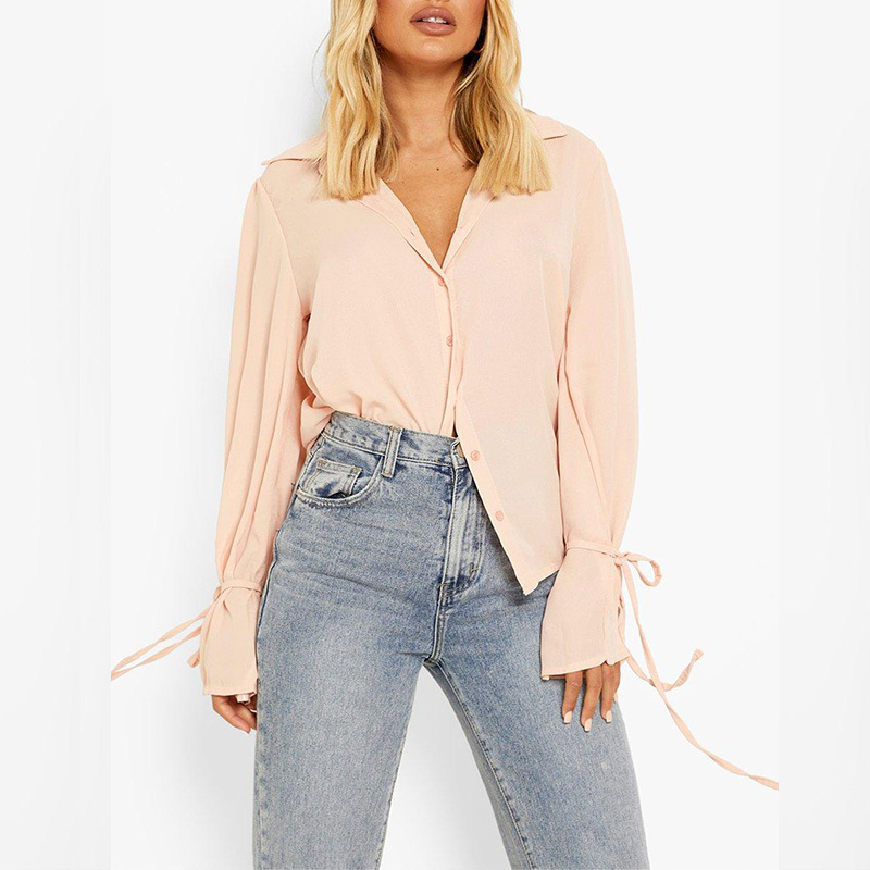 A new day tie long sleeve button down shirt womens
