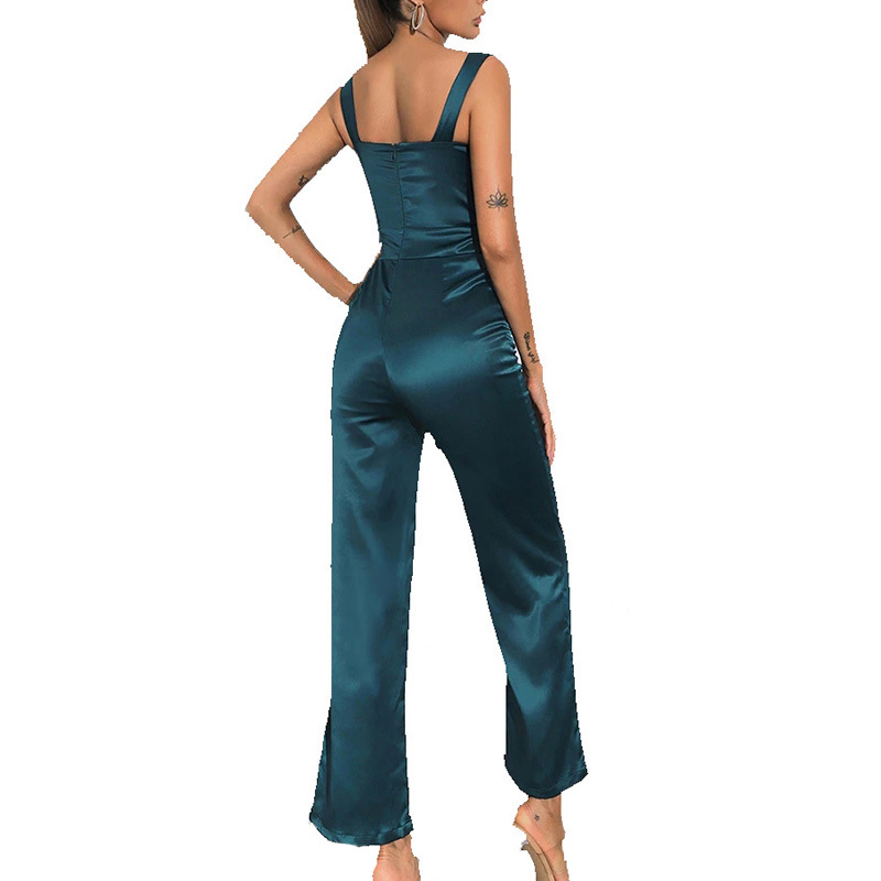 Womens strappy sleeveless plain bodycon jumpsuit