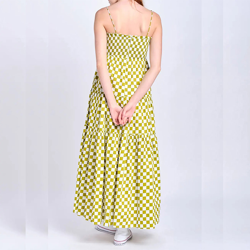 Womens sleeveless checkered midi dress