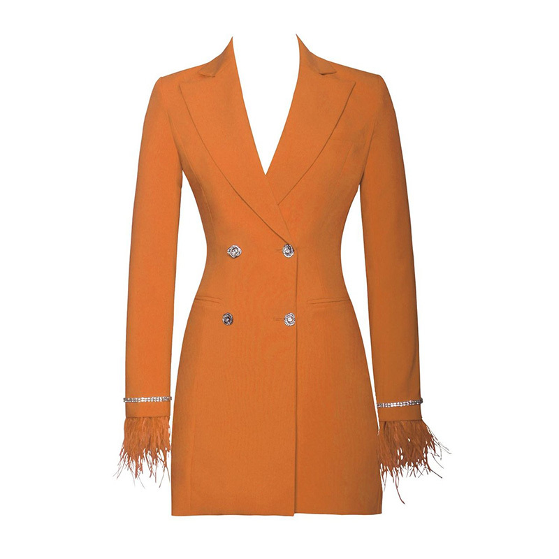 Blazer dress with feathers for women
