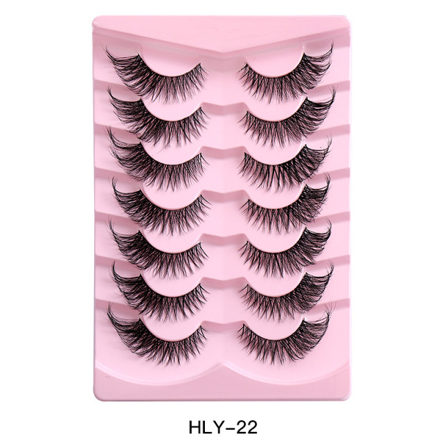 7 Pairs Fluffy False Eyelashes, 3DLashes Wispy Cat-Eye Look FauxLashes, Natural Look EyelashExtensions,Volumized FalseEyelashes