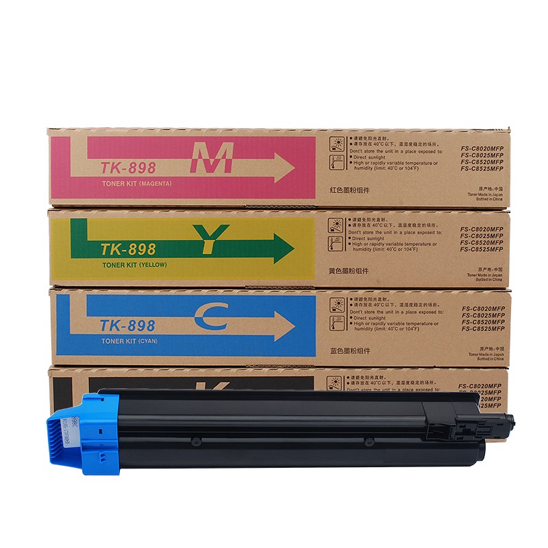Fusica High Quality TK898 BK/C/Y/M Color Laser Toner Cartridge for Kyocera C8020/C8025/C8520/C8525