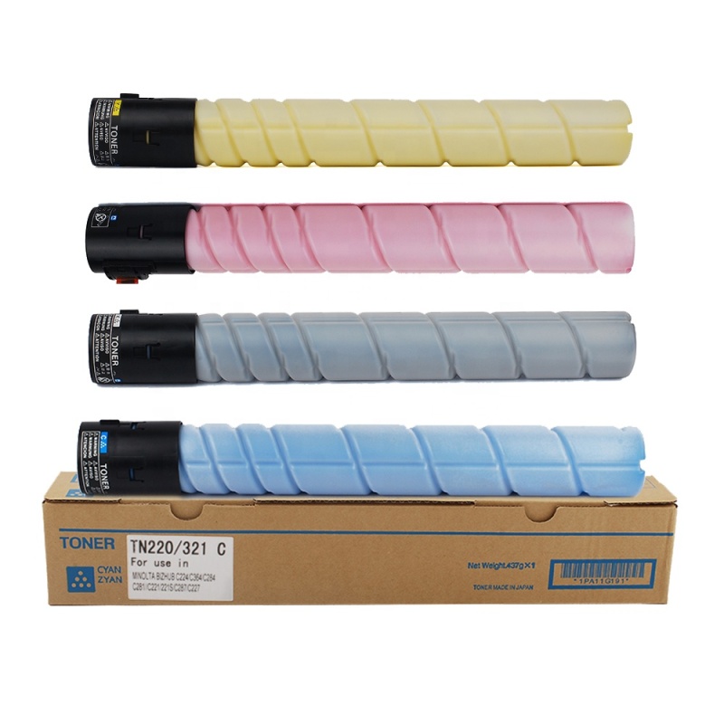 Fusica Wholesale Compatible TN220 TN-220 TN-321 TN321 BK C Y M Color Copier Toner Kit toner cartridge For Bizhub C364e 284E 224E