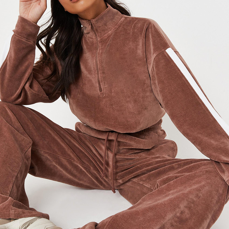 Chocolate zip polo top and trousers