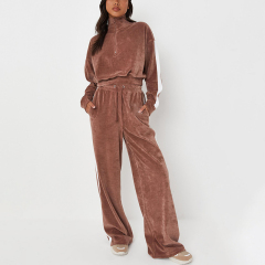 Chocolate zip polo top and trousers