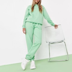 green brushed sweatshirt and jogger co ord suit