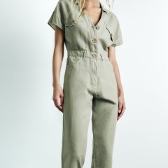 Long Linen Blend Jumpsuit