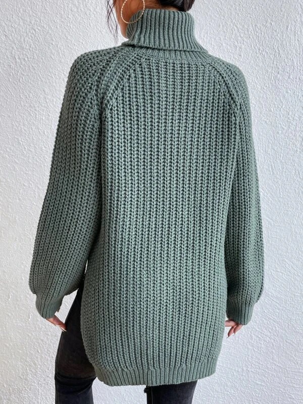 Sweater with turtleneck and slit