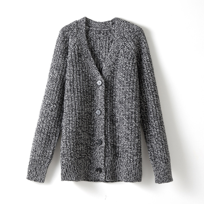 Cardigan soft waxy sweater with long sleeves