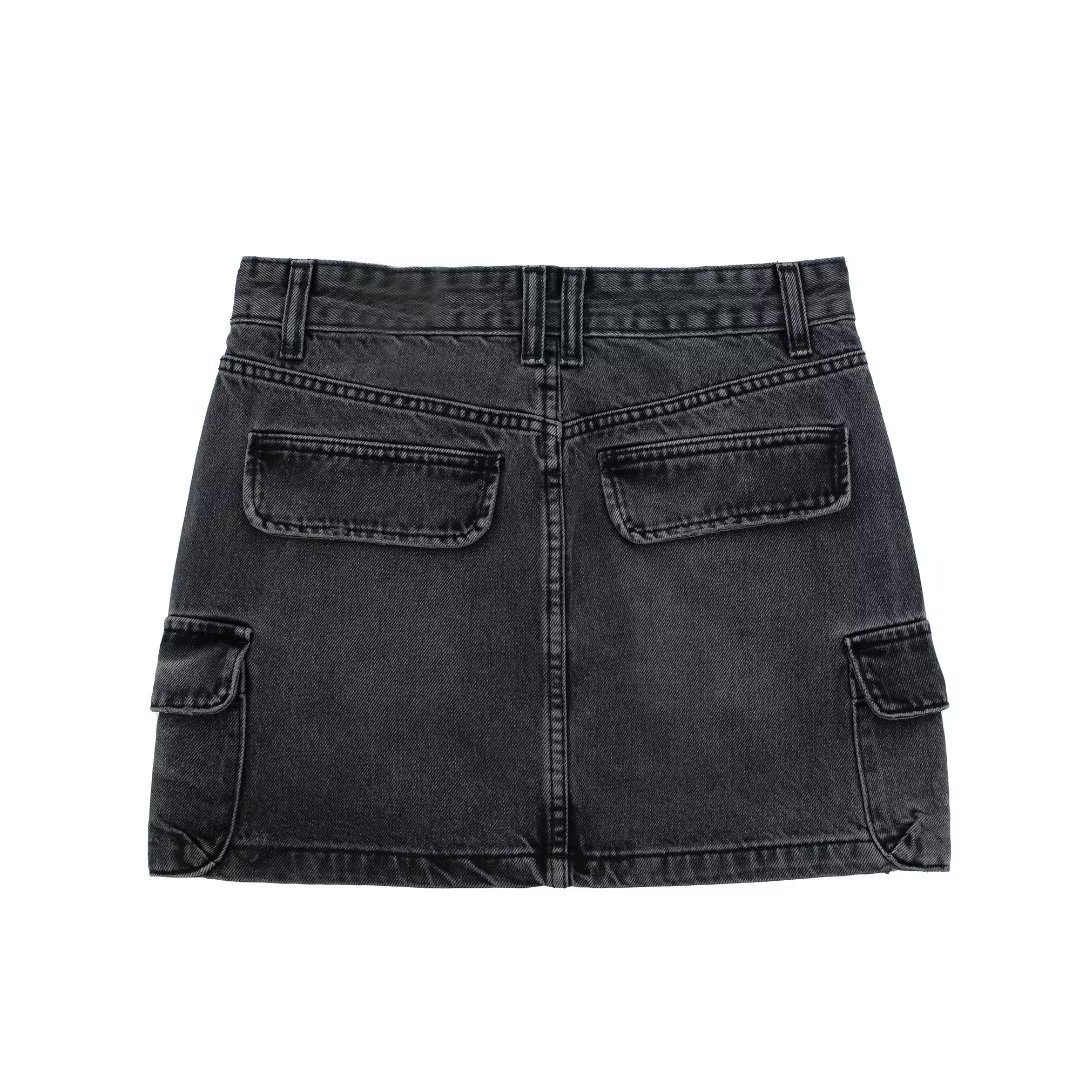 Street fashion workwear denim skirt