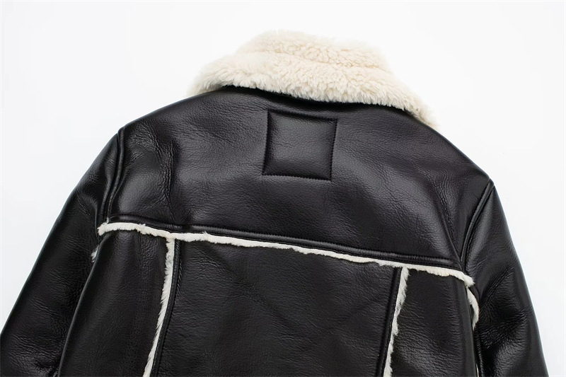 Retro high waisted short leather jacket