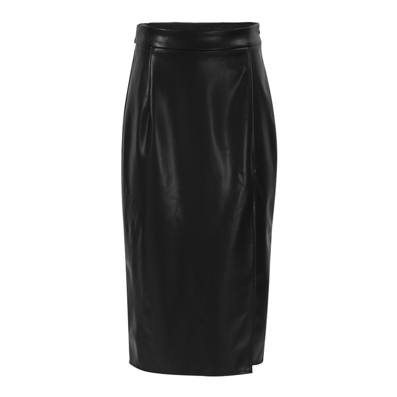 Split buttocks skirt leather skirt