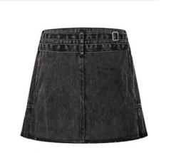 Retro distressed double waistband spicy girl short skirt