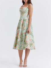 Women's Sling Split Flower Dress