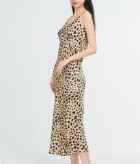 Leopard print long vintage camisole skirt