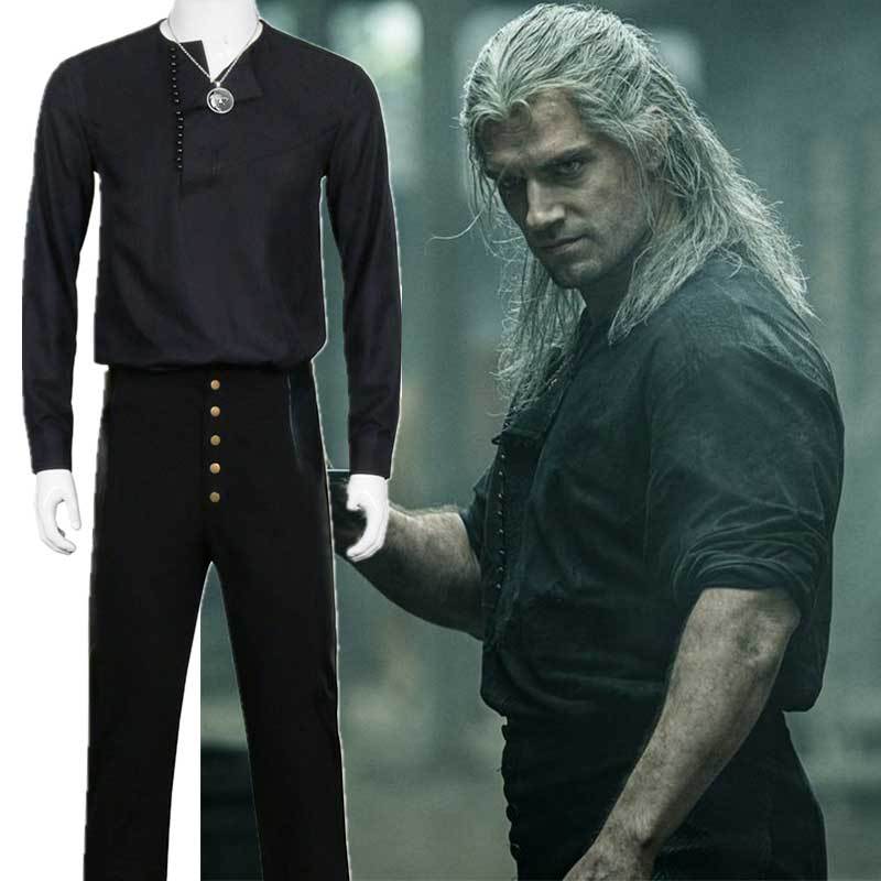(Ready to Ship) The Witcher Season 1 Geralt of Rivia Cosplay Costume With Necklace