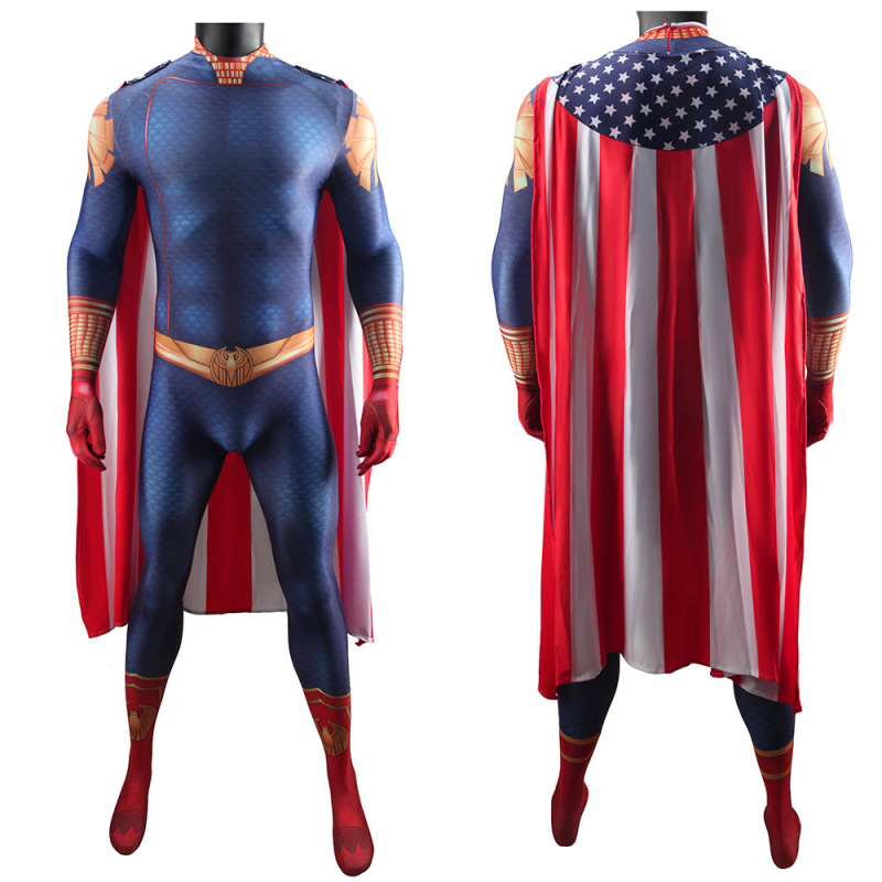 The Boys Homelander Cosplay Body Suit with Cape For Adults Kids