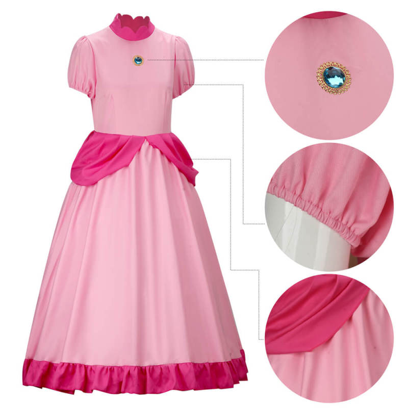 Princess Peach Dress Super Mario Cosplay Costume For Women
