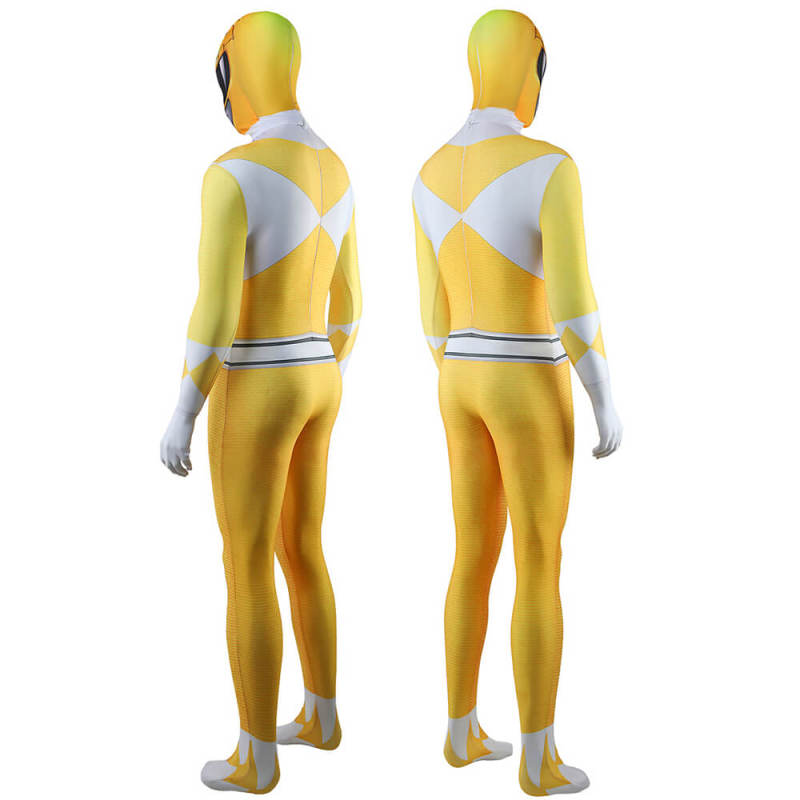 Mighty Morphin Power Rangers Yellow Ranger Cosplay Costume Trini Kwan Jumpsuit for Men