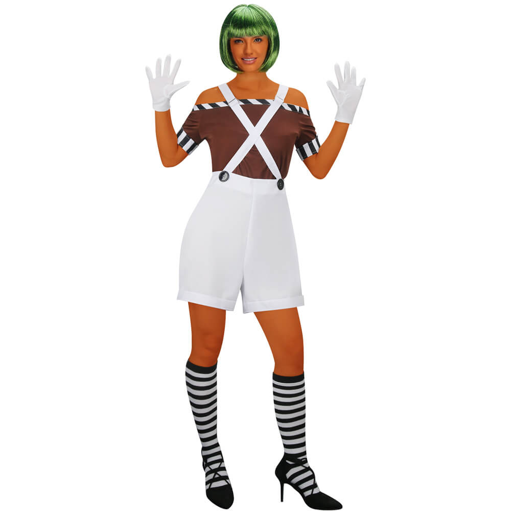 Women S Oompa Loompa Costume Willy Wonka Worker Cosplay Hallowcos