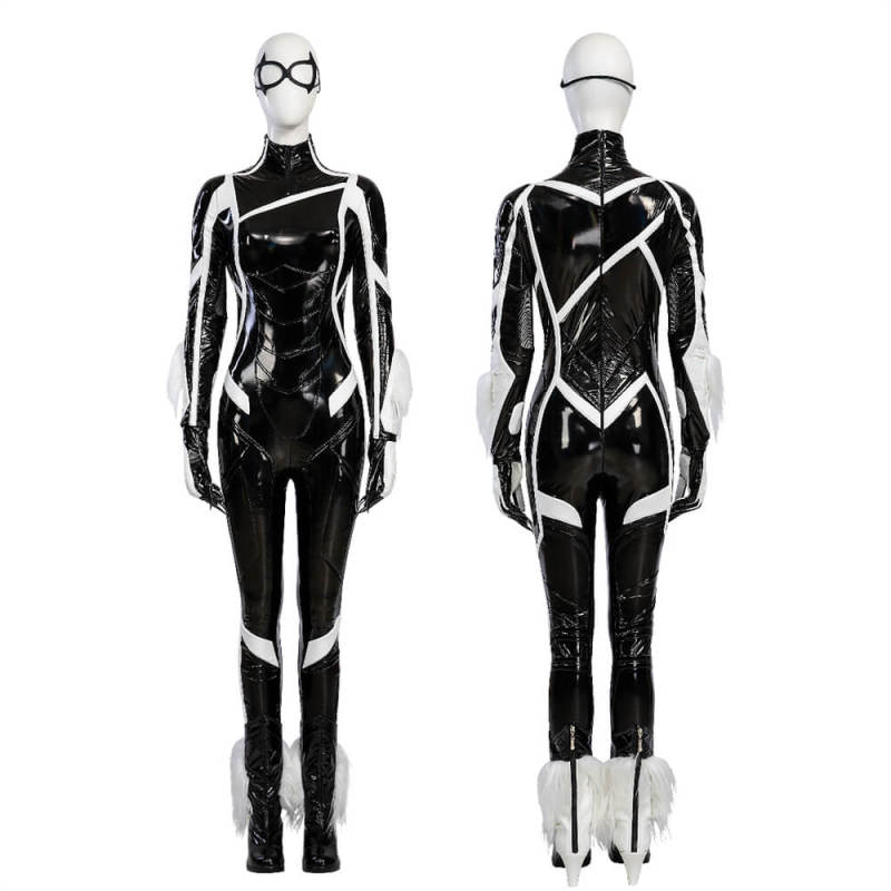 Spider-Man 2 PS5 Black Cat Suit Cosplay Costume Felicia Hardy PU Leather