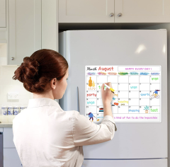 Dry Erase Fridge Magnetic Calendar, White Board Magnetic Calendar for Refrigerator Wall Home Kitchen Decor, 15"x 11.5", Grocery List Magnet Pad