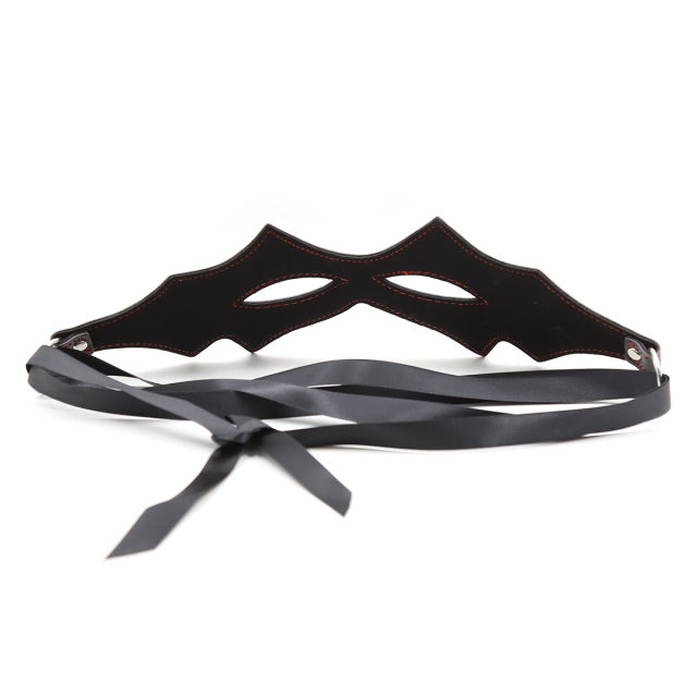 PU Blindfold with Silk Strap (Black)