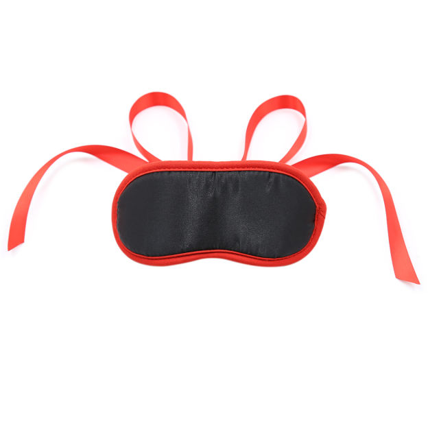 Polyester Blindfold with Silk Strap (Black&Red)