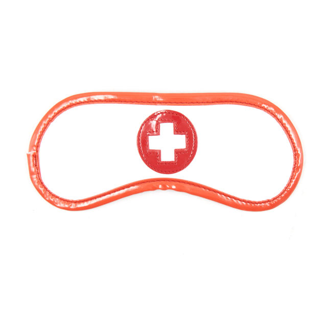 PU Blindfold with Elastic Strap (Red&White)