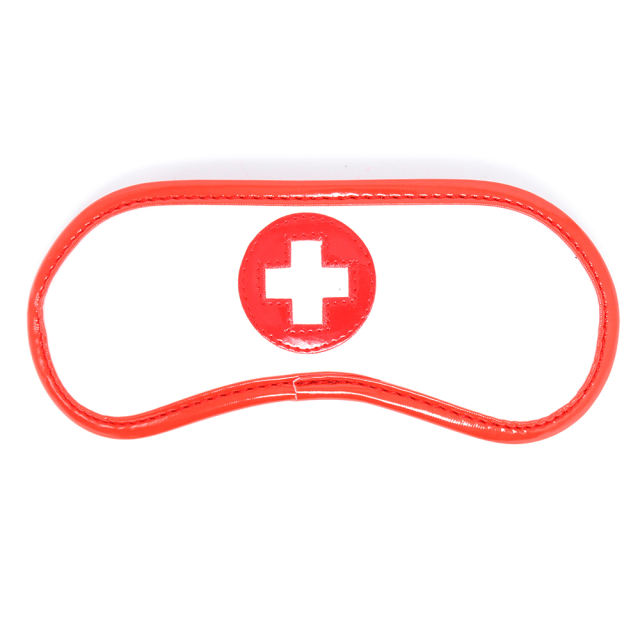 PU Blindfold with Elastic Strap (Red&White)
